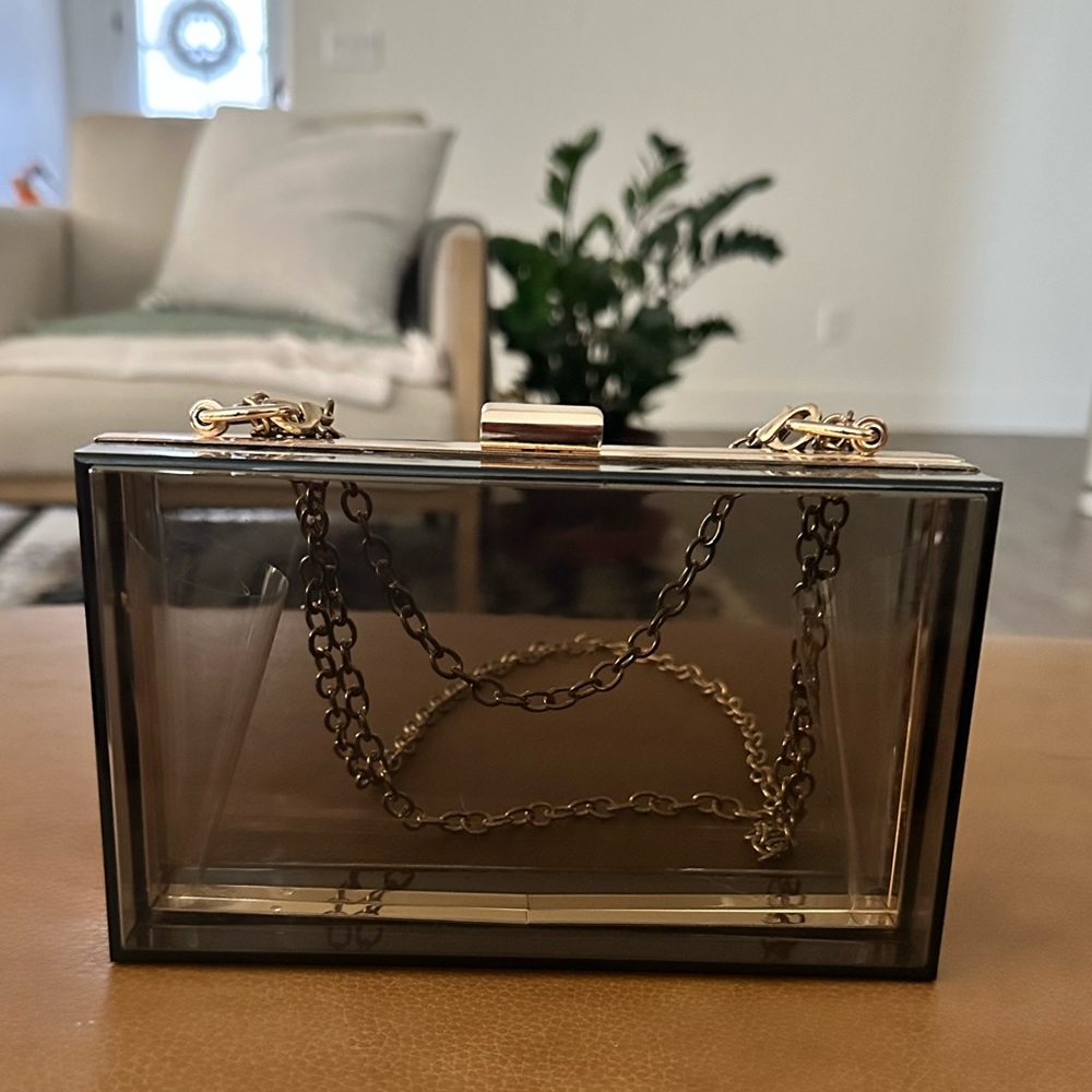 Clear lucite crossbody chain bag/clutch